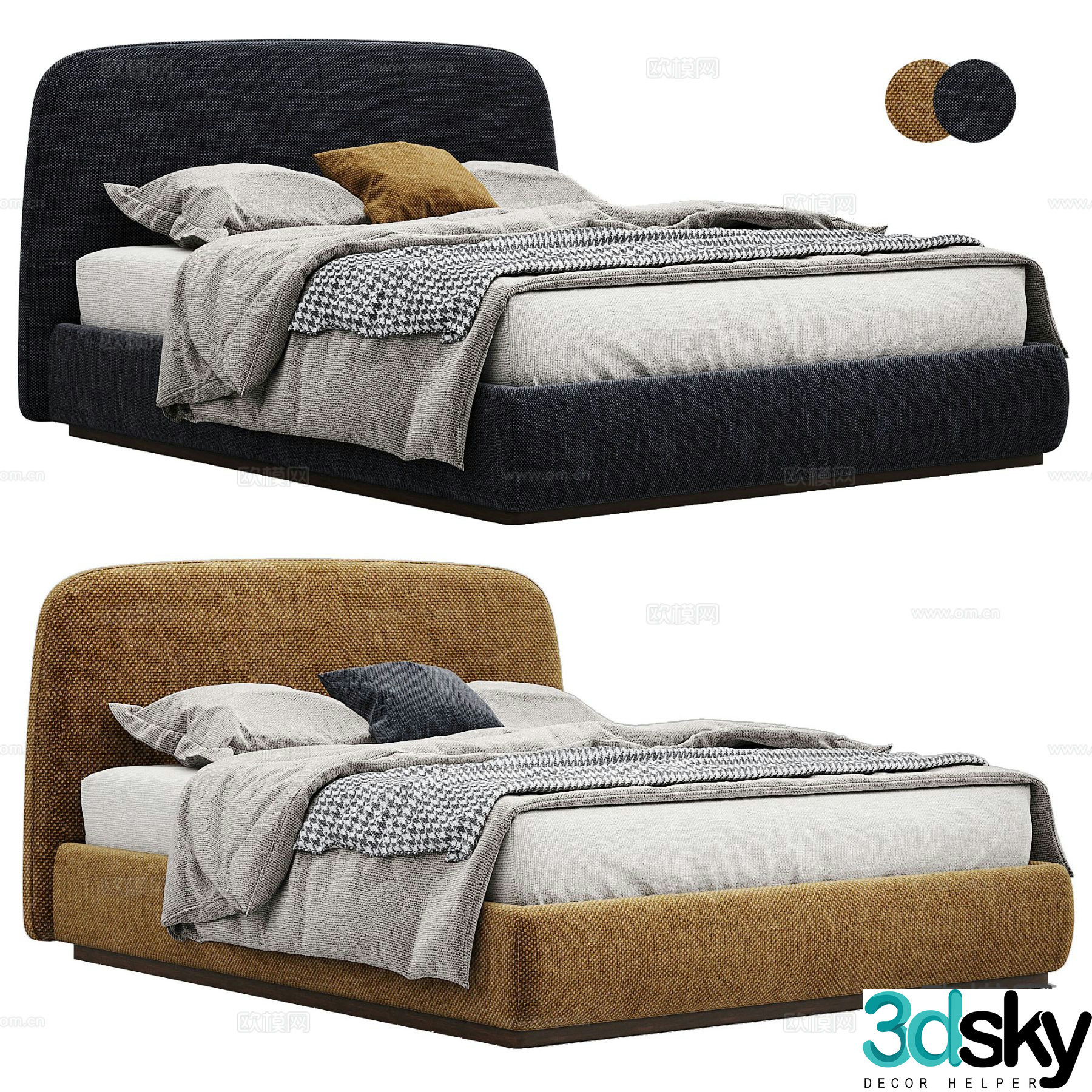 Modern double bed 3d model