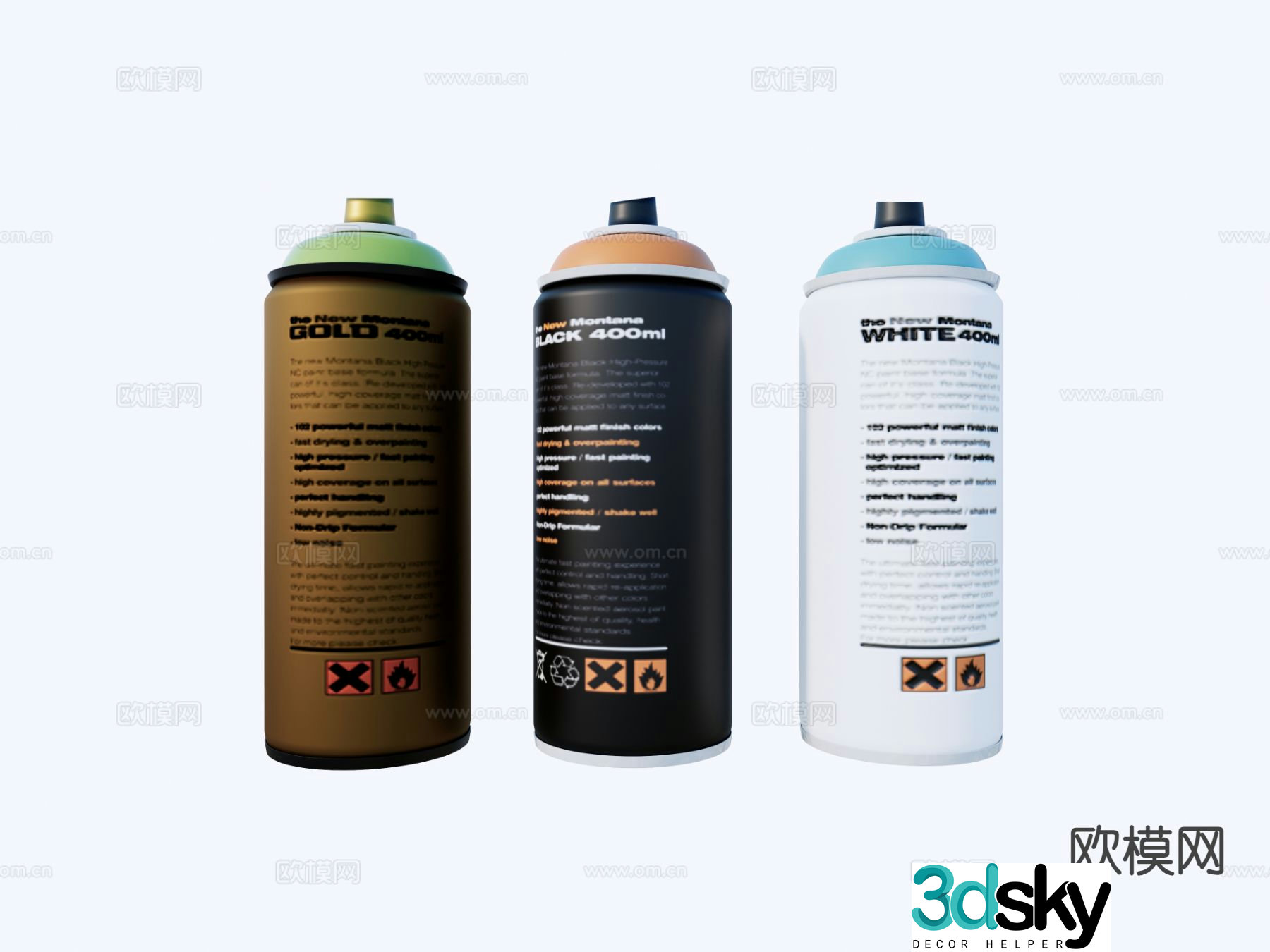 Modern bottled paint fire extinguisher paint paint d model