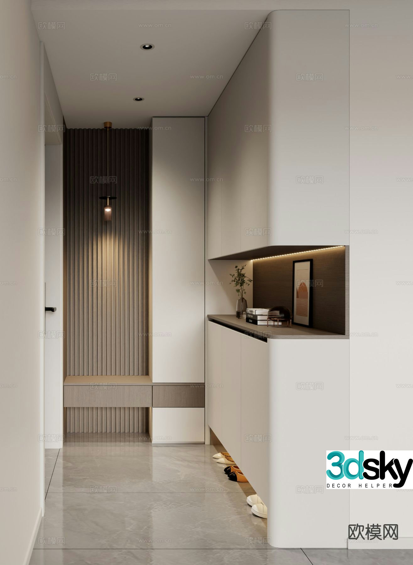 Modern entry shoe cabinet corner shoe cabinet 3d model