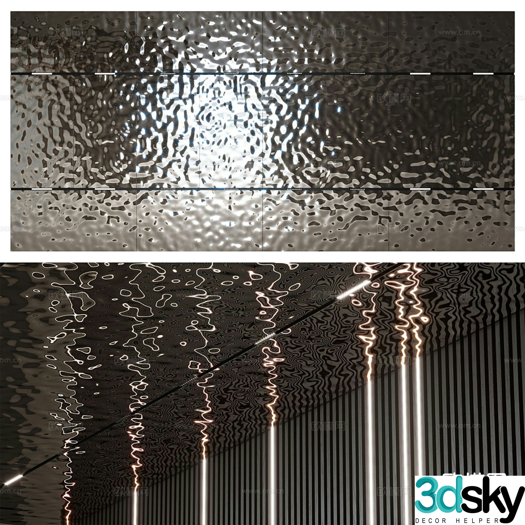Modern water corrugated ceiling water wave stainless steel 3D model