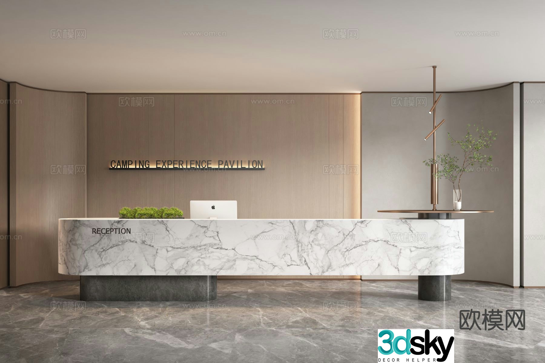 Modern reception desk front desk information desk 3d model