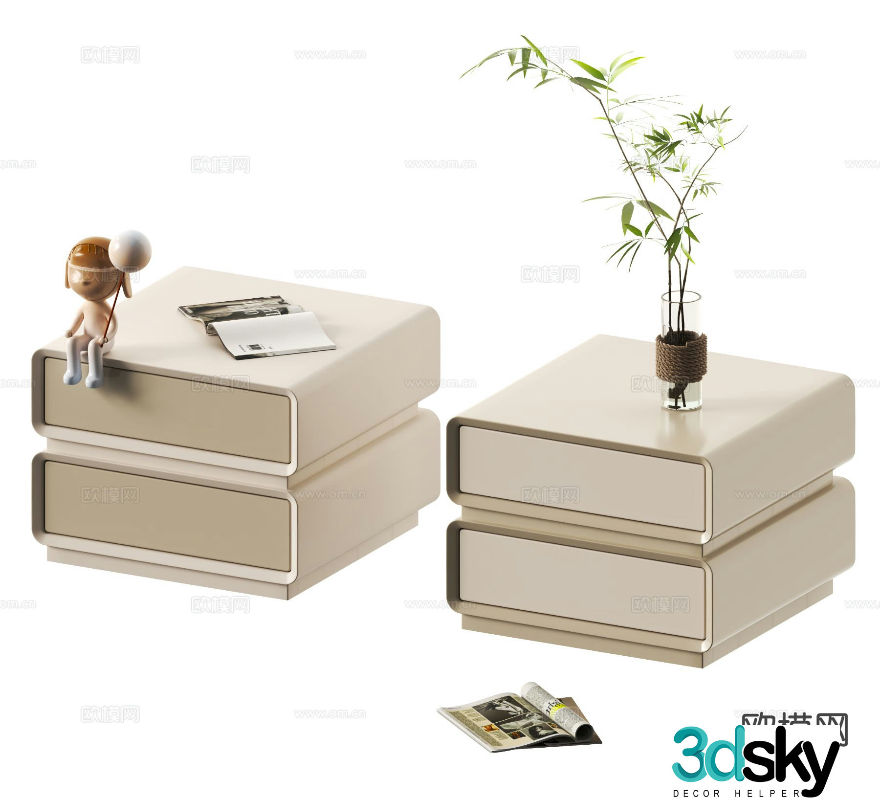 Modern bedside table 3d model
