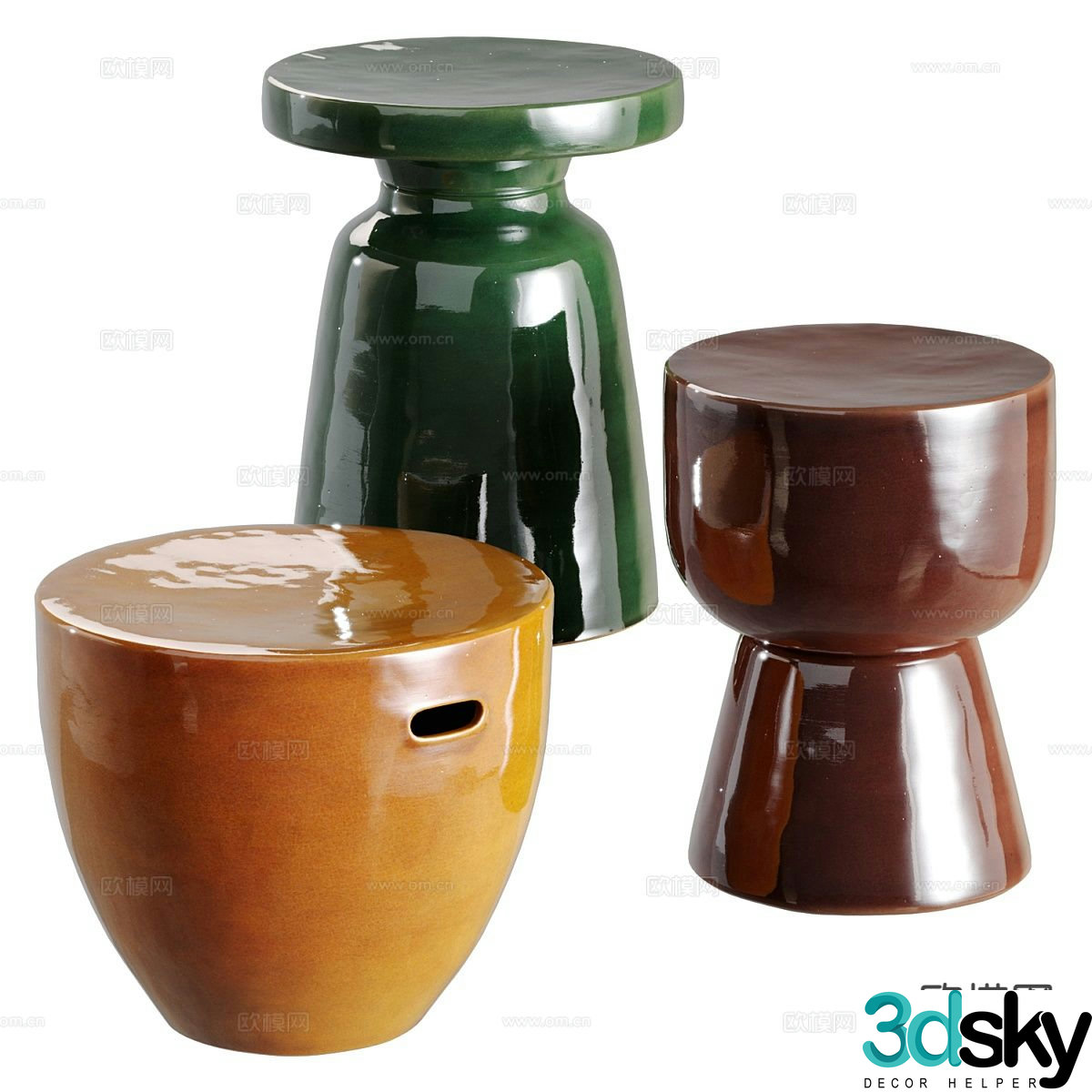 Modern round table side table angle table 3D model