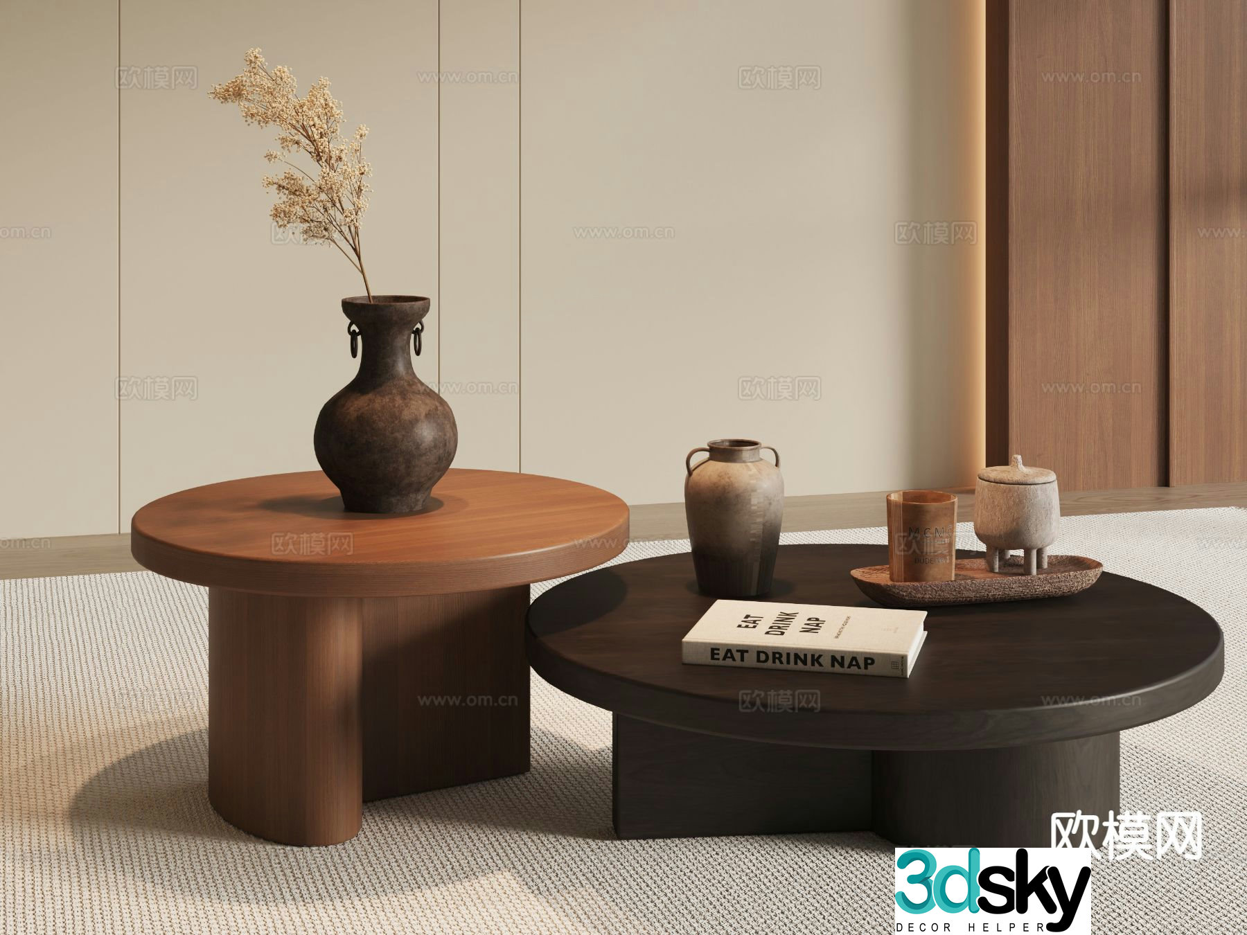Medieval style coffee table mother-in-law coffee table 3d model
