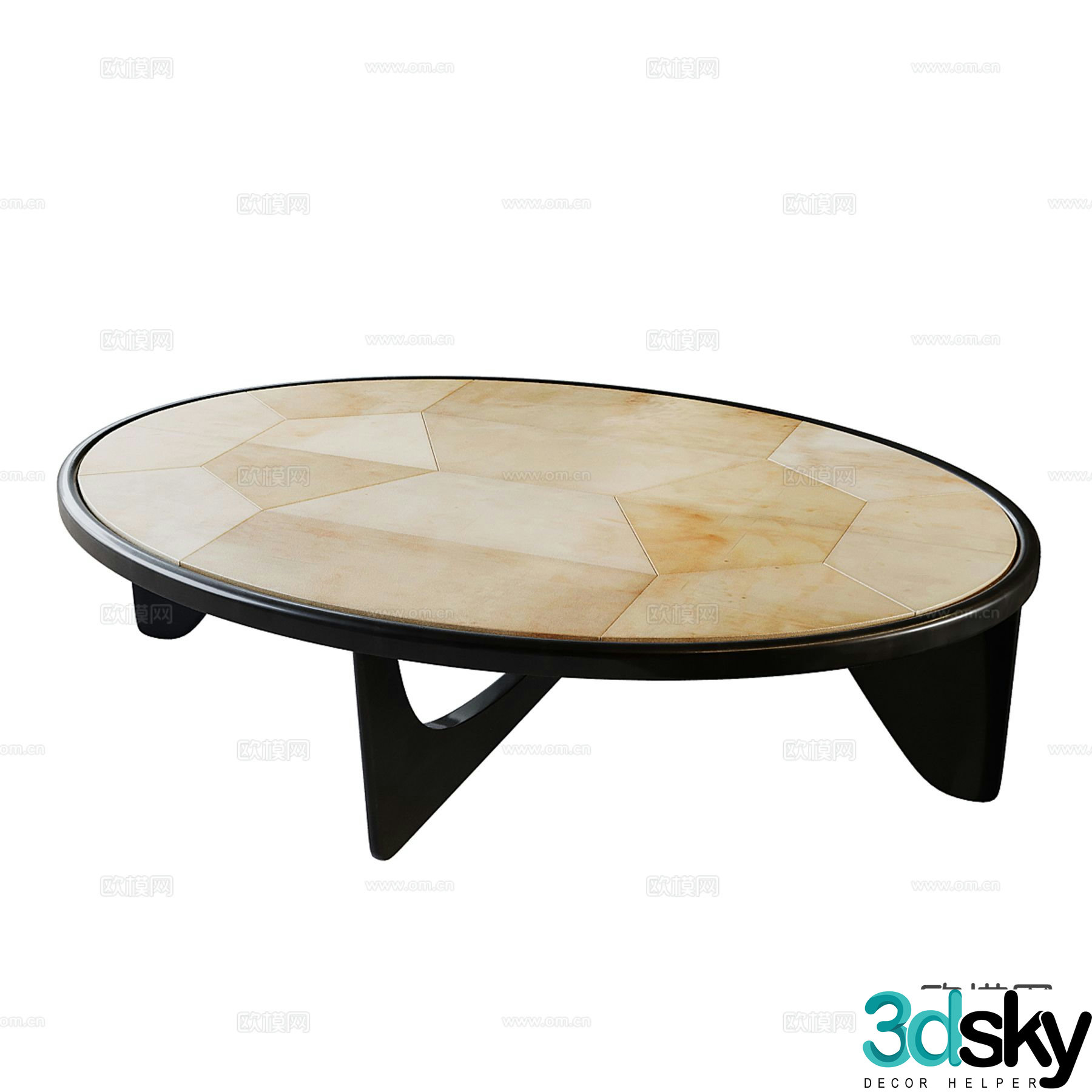 Alexander Lamont Modern Oval Coffee Table 3D Model