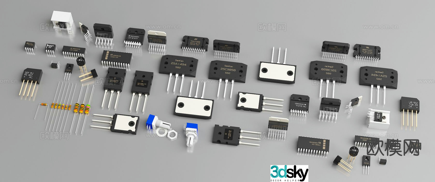 Electronic parts industrial parts 3d model