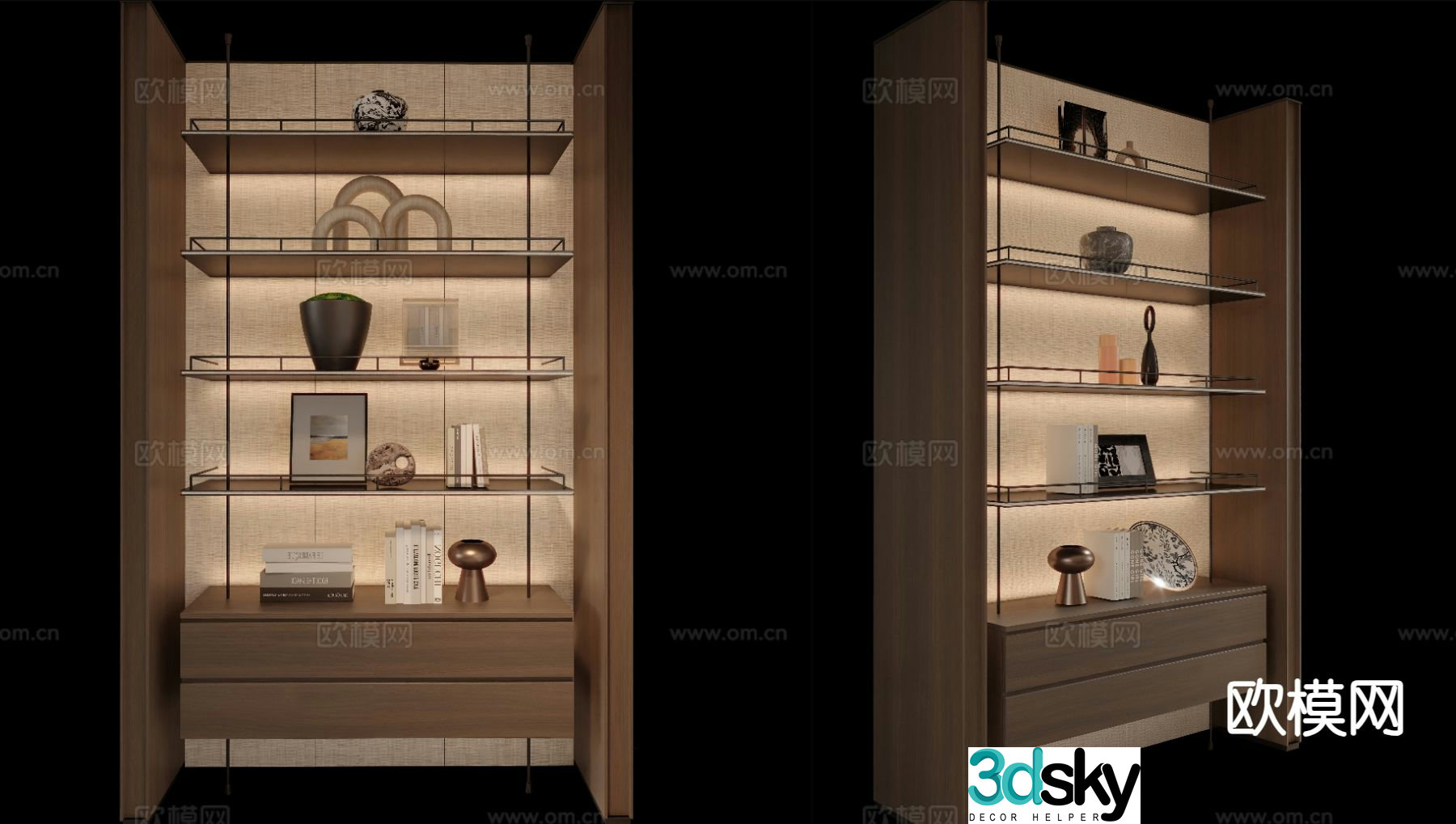 Italian bookcase bookshelf 3d model