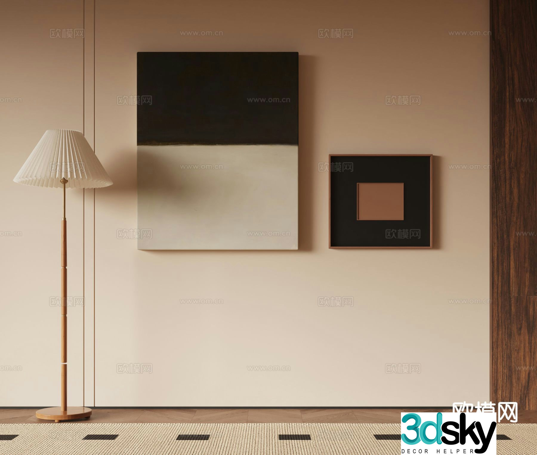 Middle-aged style hanging paintings black and white hanging paintings 3D model