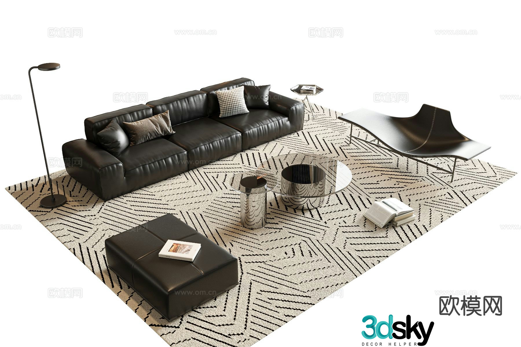 Modern leather sofa modular sofa 3d model