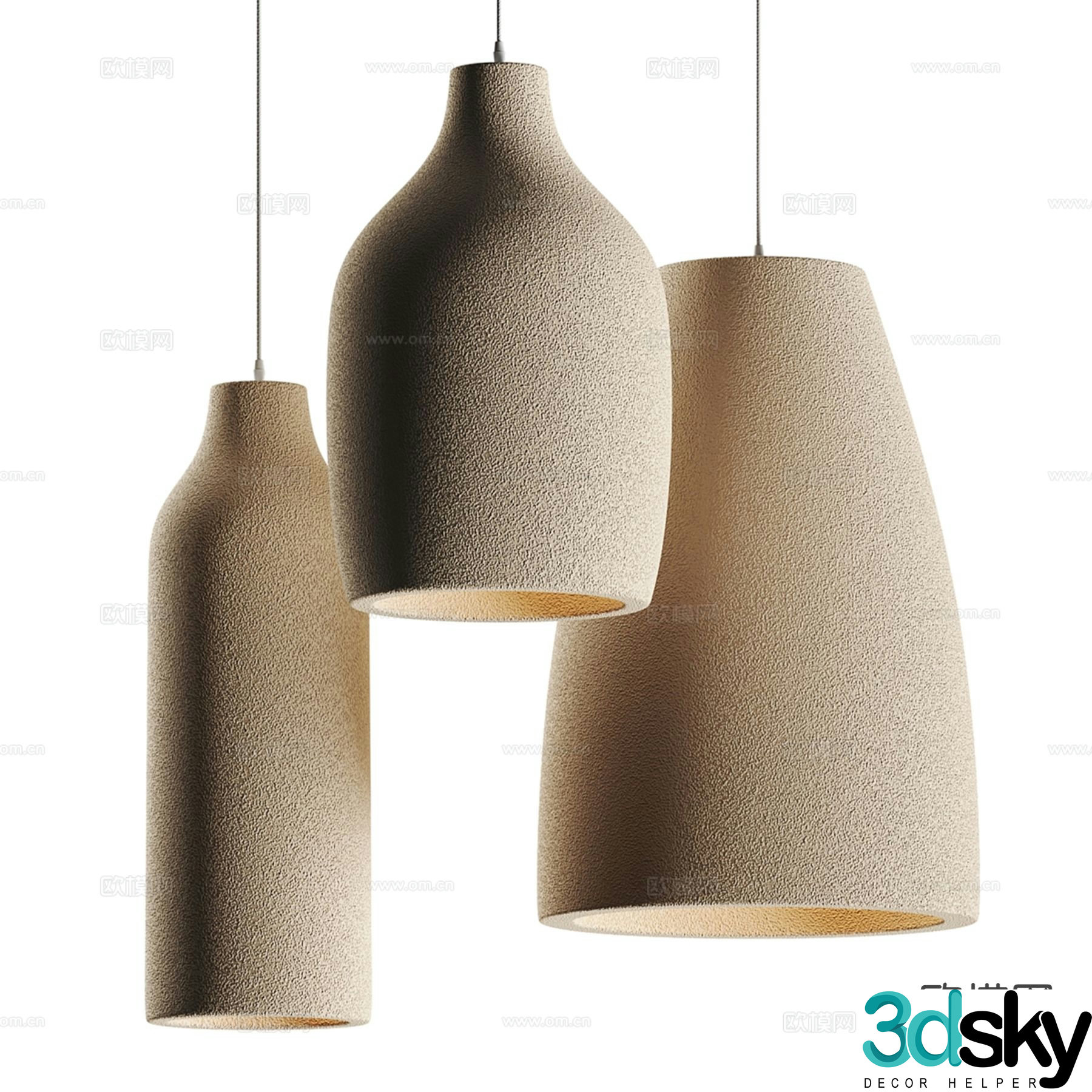 Wabi-sabi style chandelier texture chandelier 3d model