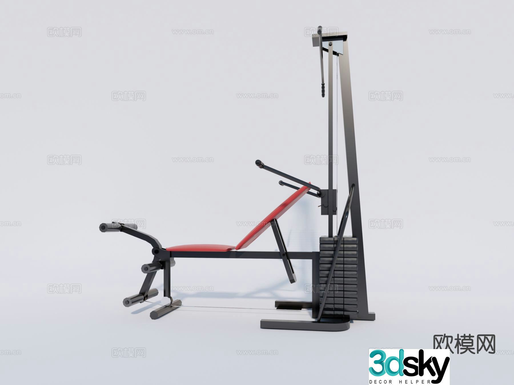 Modern fitness equipment arm strength machine bench press 3d model