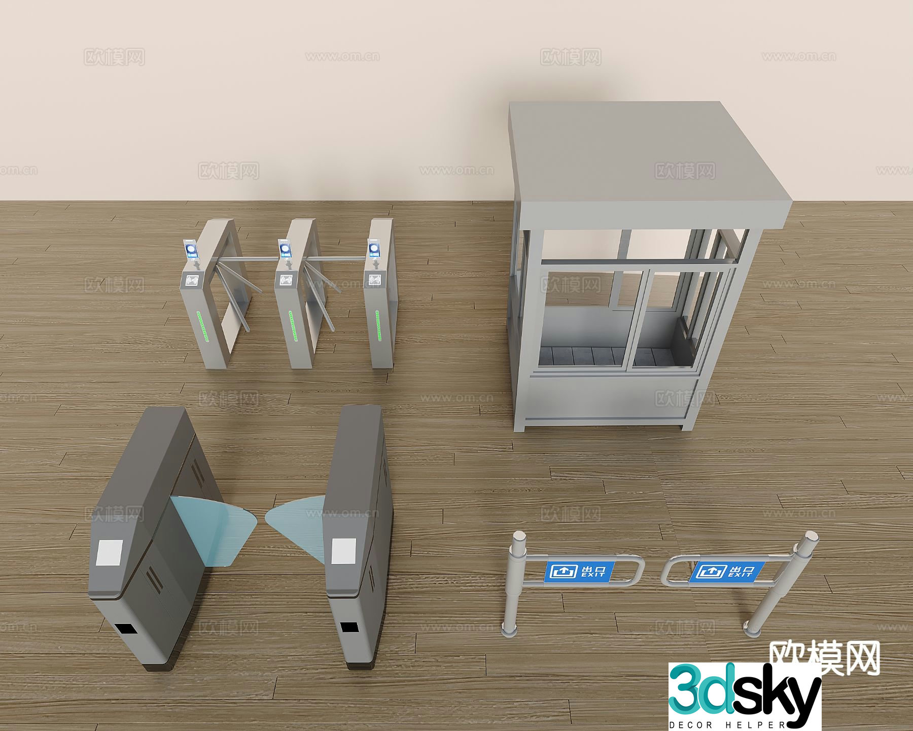 Modern access control machine gate security entrance 3d model
