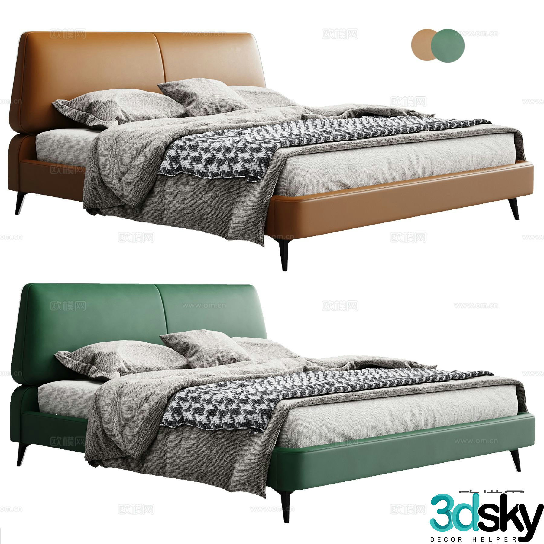Modern double bed 3d model