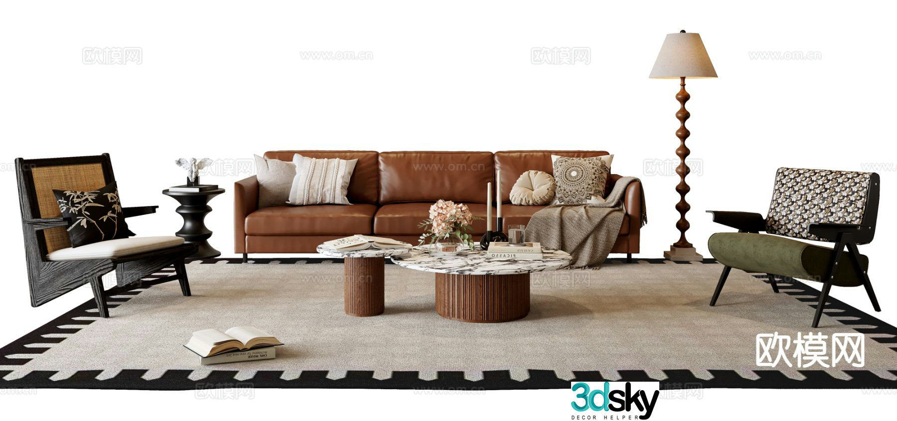French sectional sofa 3d model