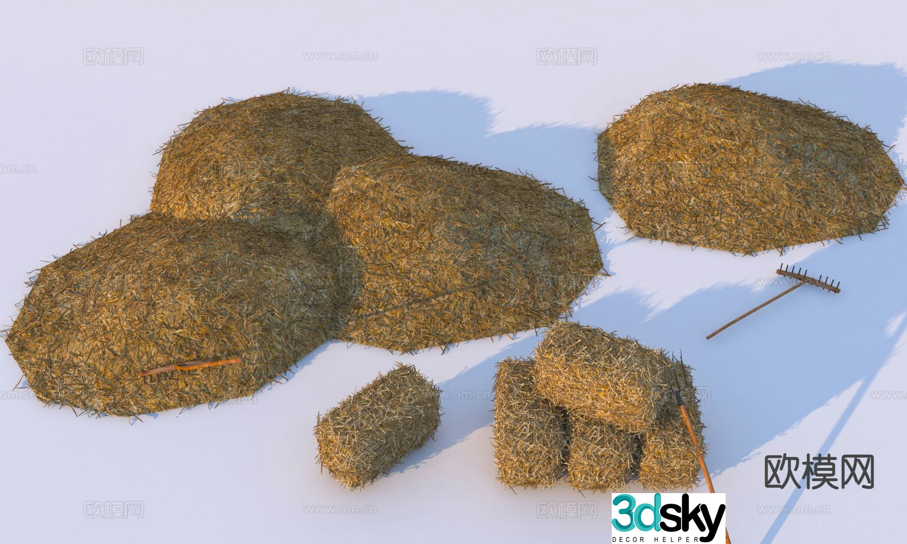 Modern straw stack straw pile thatch pile 3d model