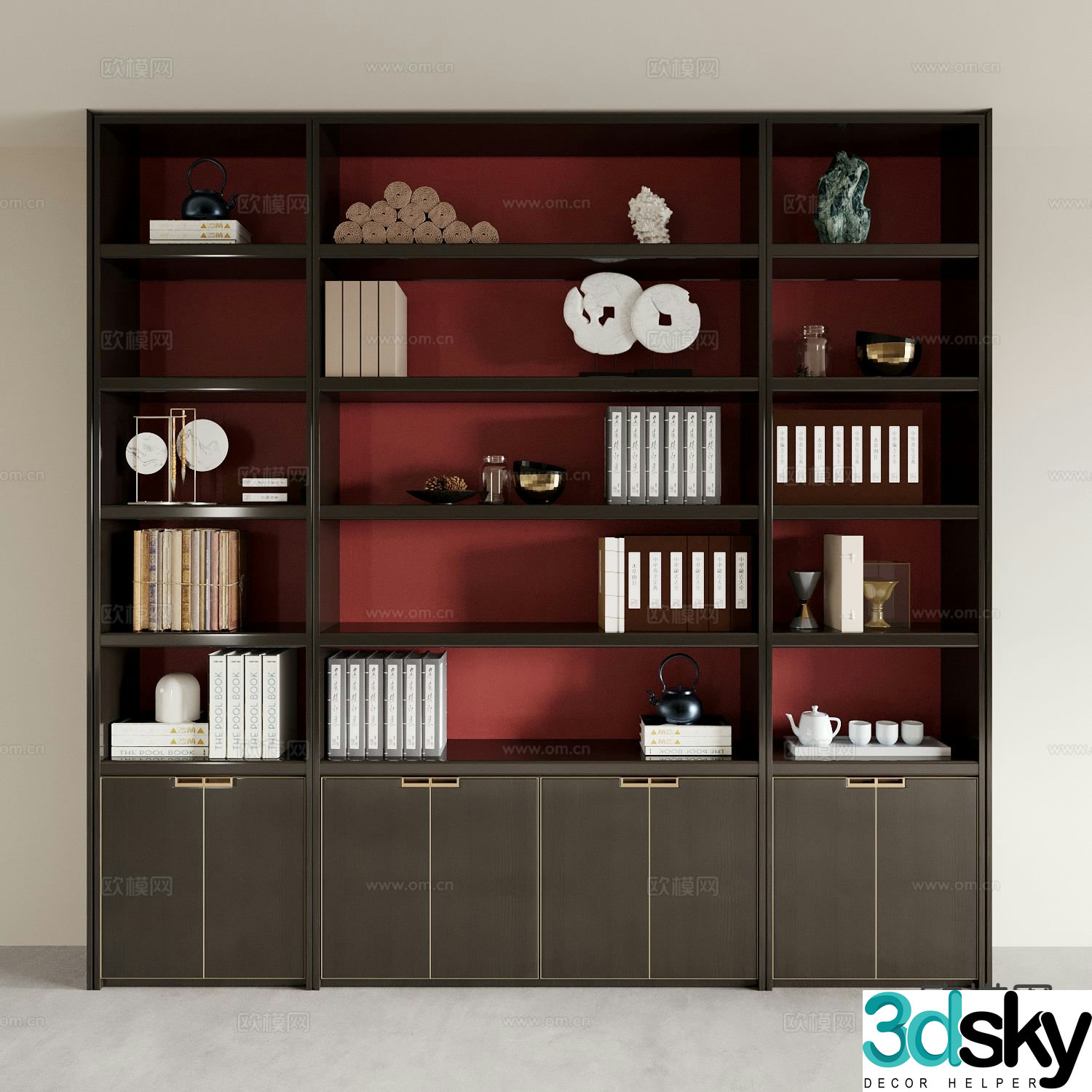 New Chinese tea cabinet bookcase display cabinet bookcase bookshelves 3D model