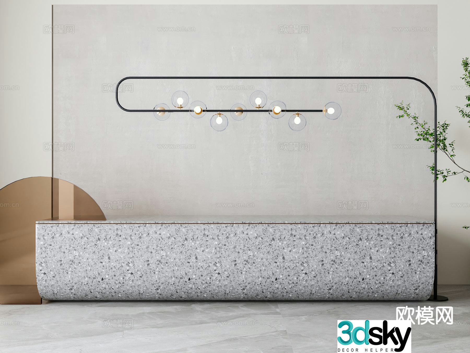 modern information desk front desk reception desk 3d model