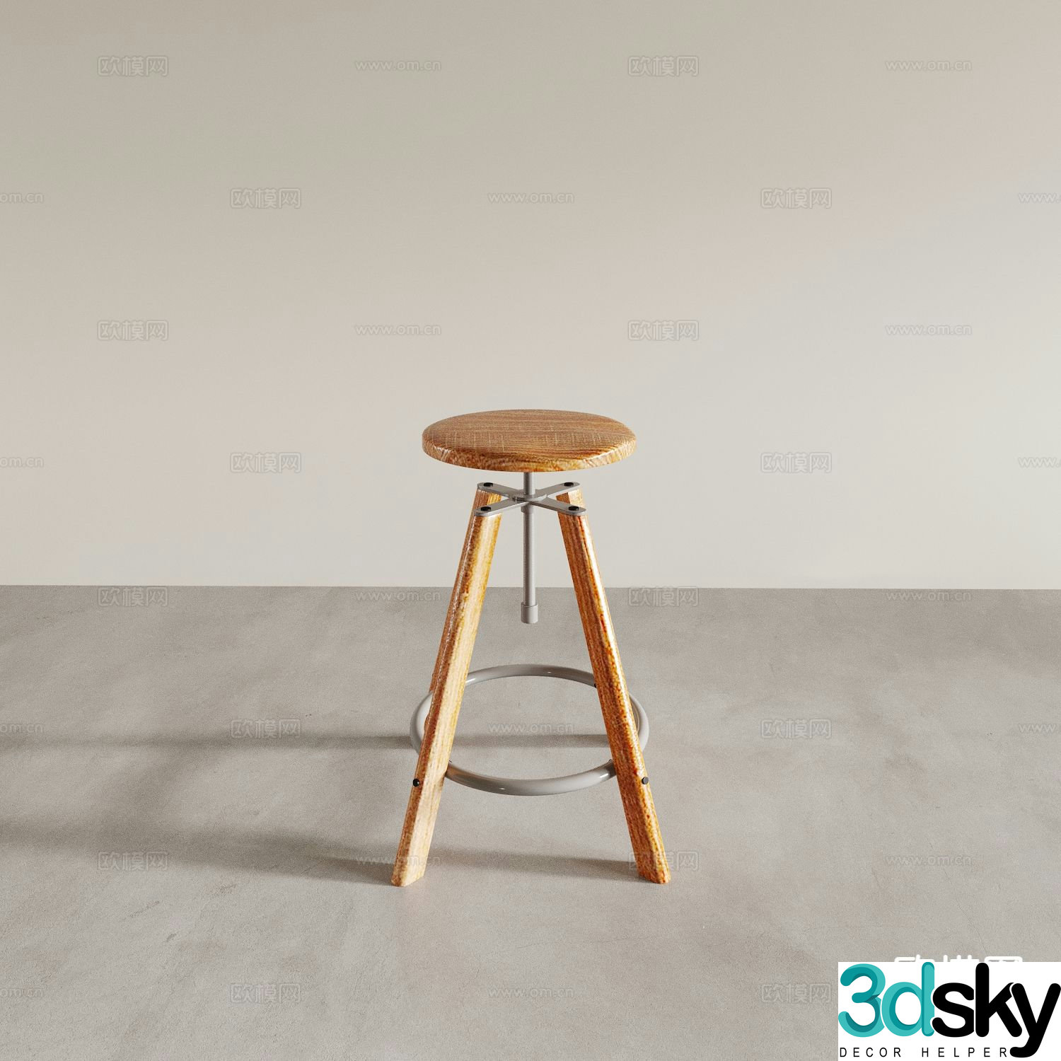 Nordic style bar chair bar stool 3D model