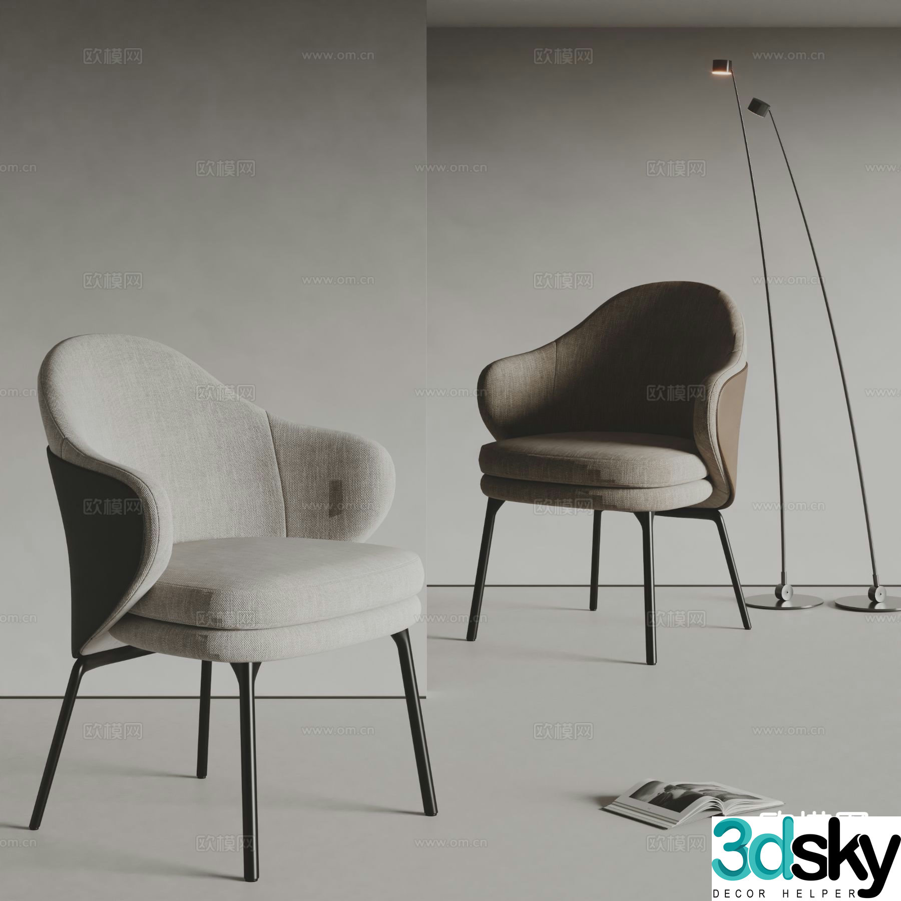 Rossin modern chair casual chair 3d model