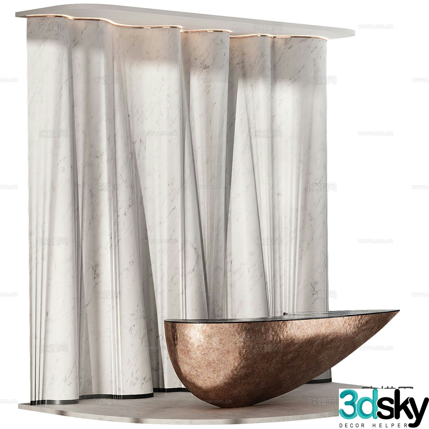 Modern front desk service desk reception desk 3d model