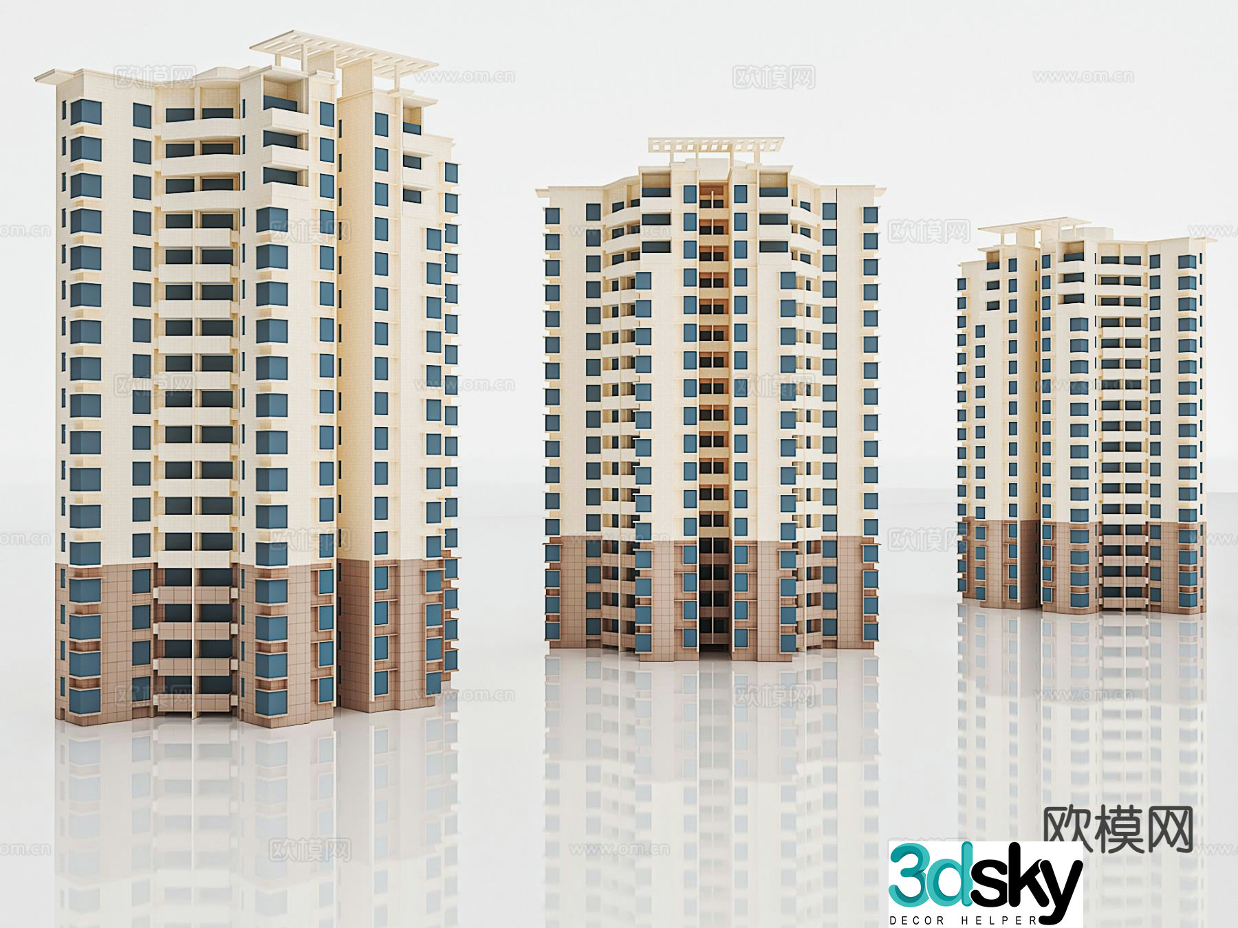 High-rise residential commercial housing small bungalow 3D model