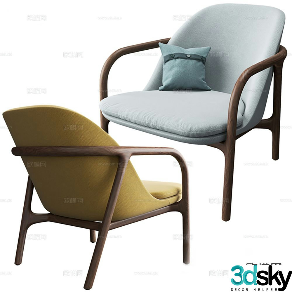 Wabi-sabi style leisure chair 3d model