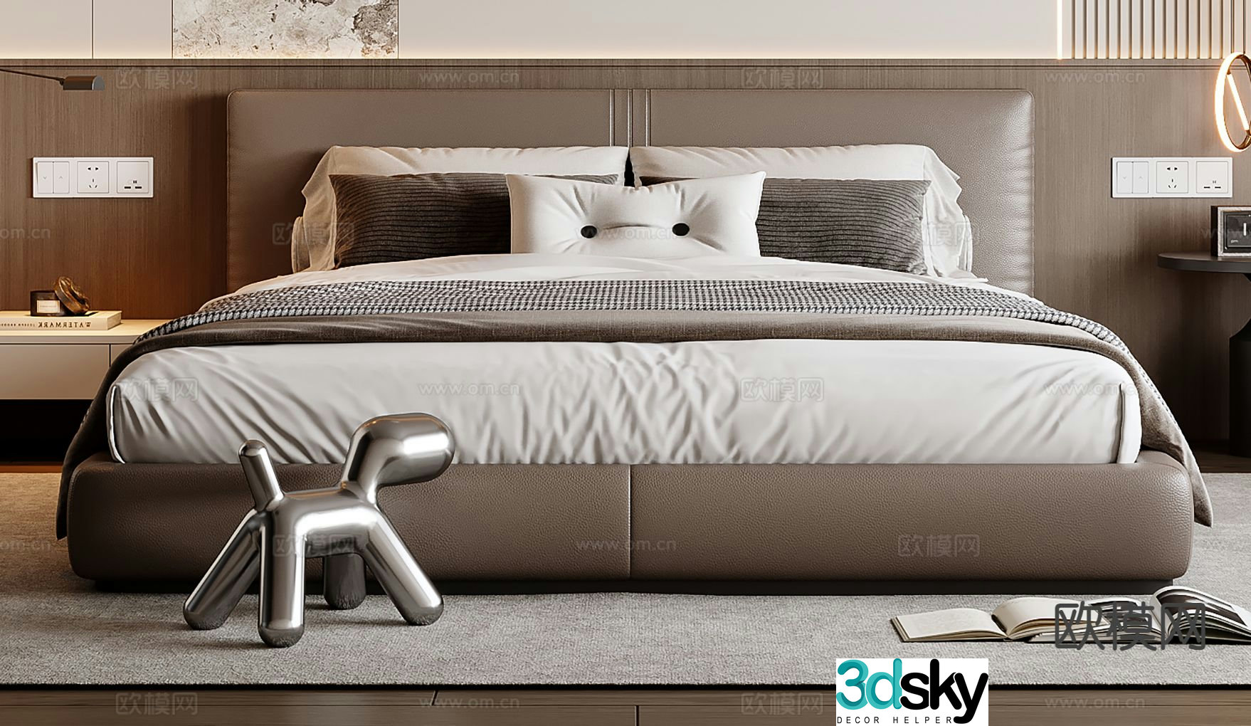Italian double bed 3d model