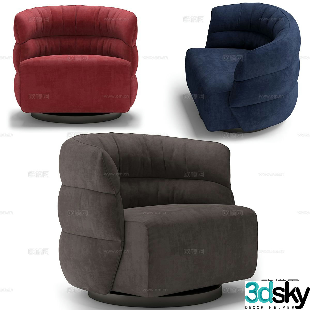 Modern single sofa casual sofa 3d model