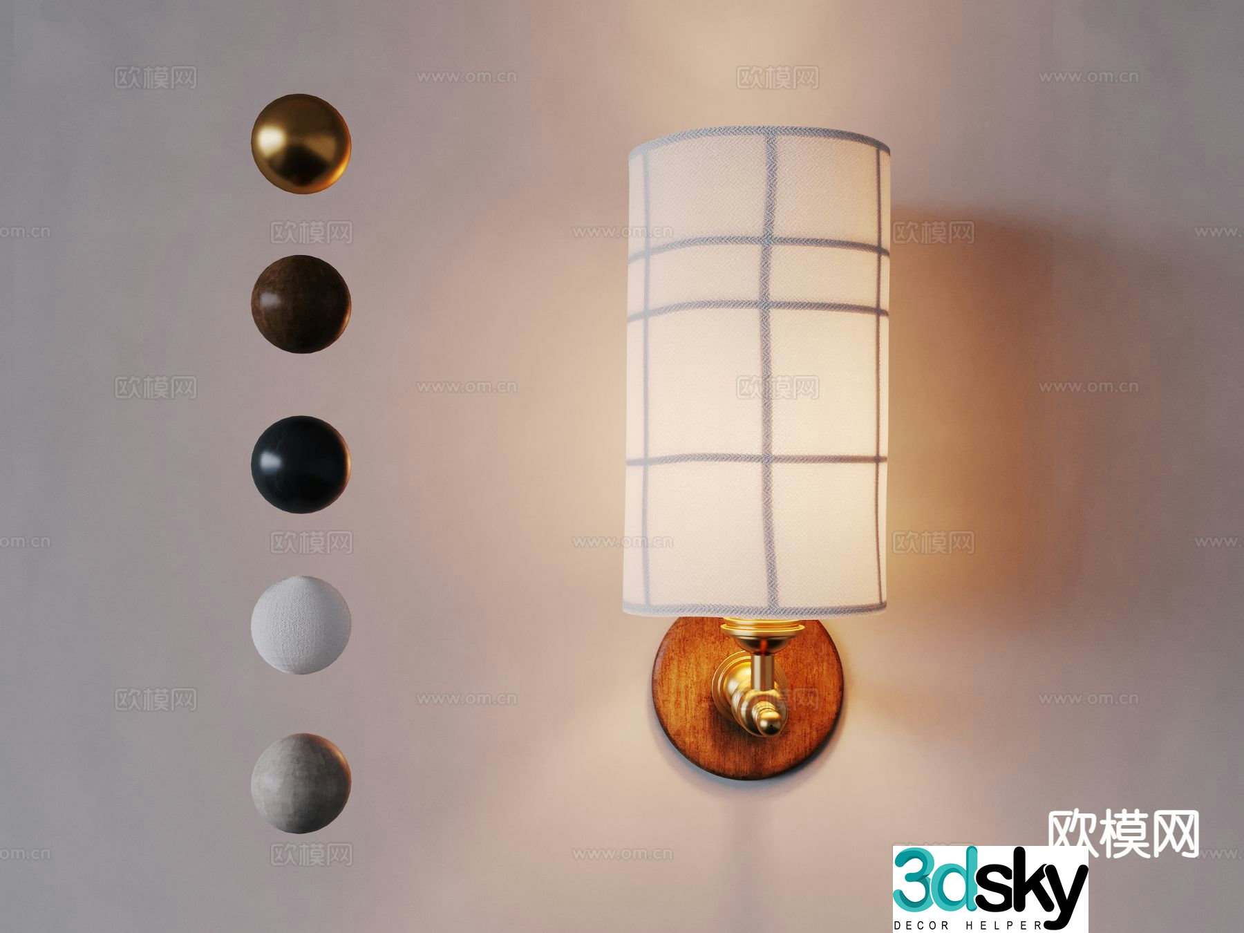 Middle-aged wall lamp Canvas wall lamp 3d model