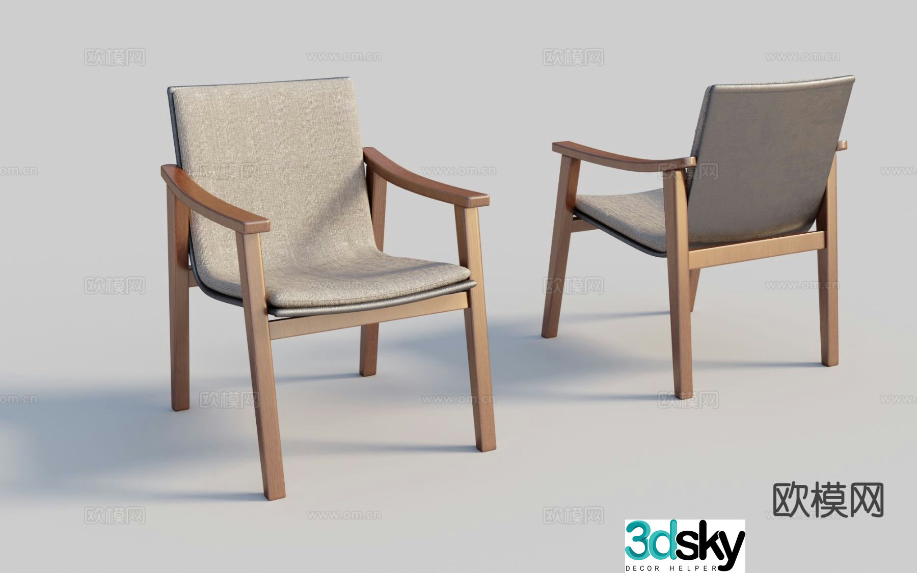 Nordic armchair dining chair 3d model