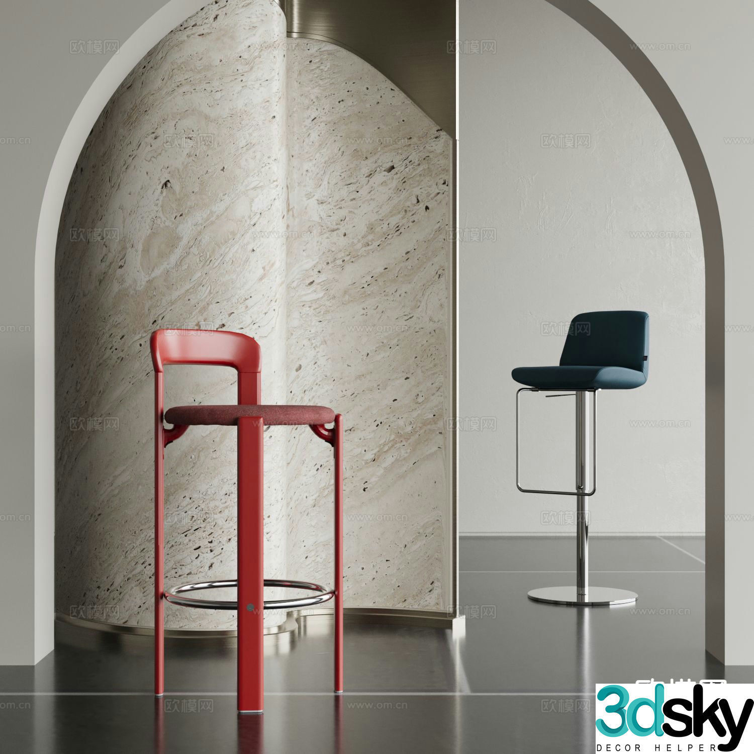 Modern bar stool bar stool high stool 3d model