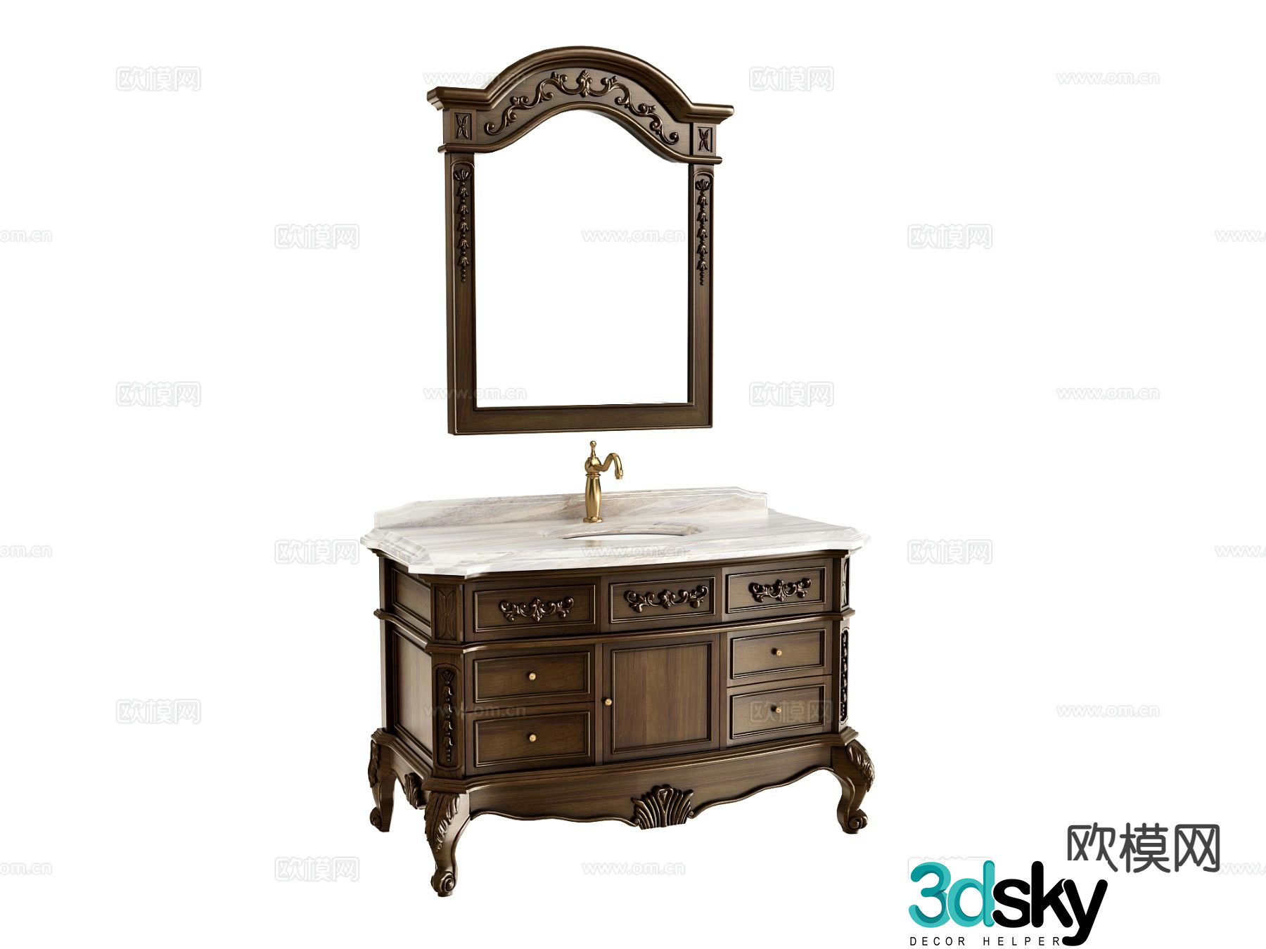 European style bathroom cabinet bathroom 3D model