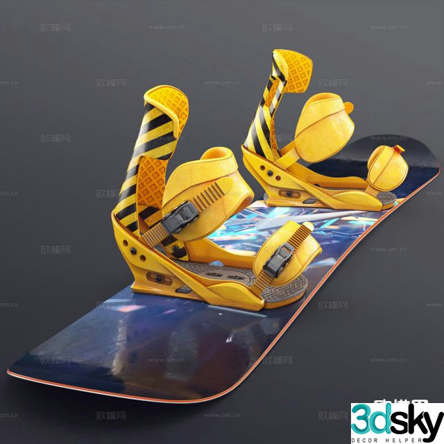 Modern skate shoes snowboard 3d model