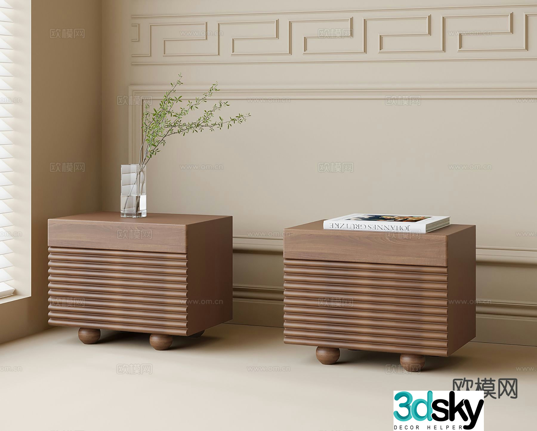 Medieval style bedside table 3d model