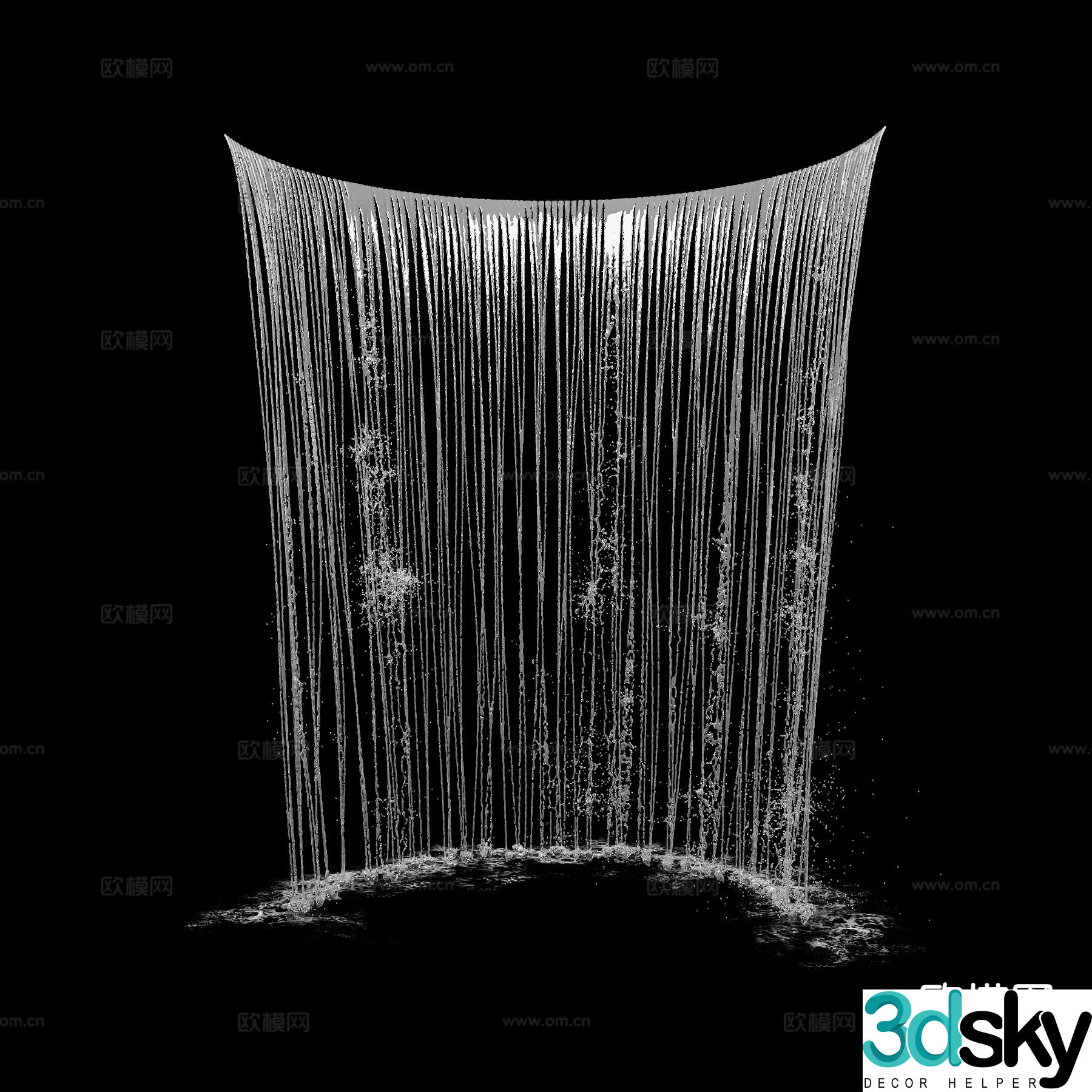 Landscape water feature fountain flowing water 3d model