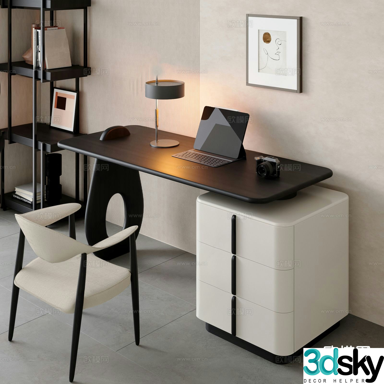 Modern desk computer desk 3d model