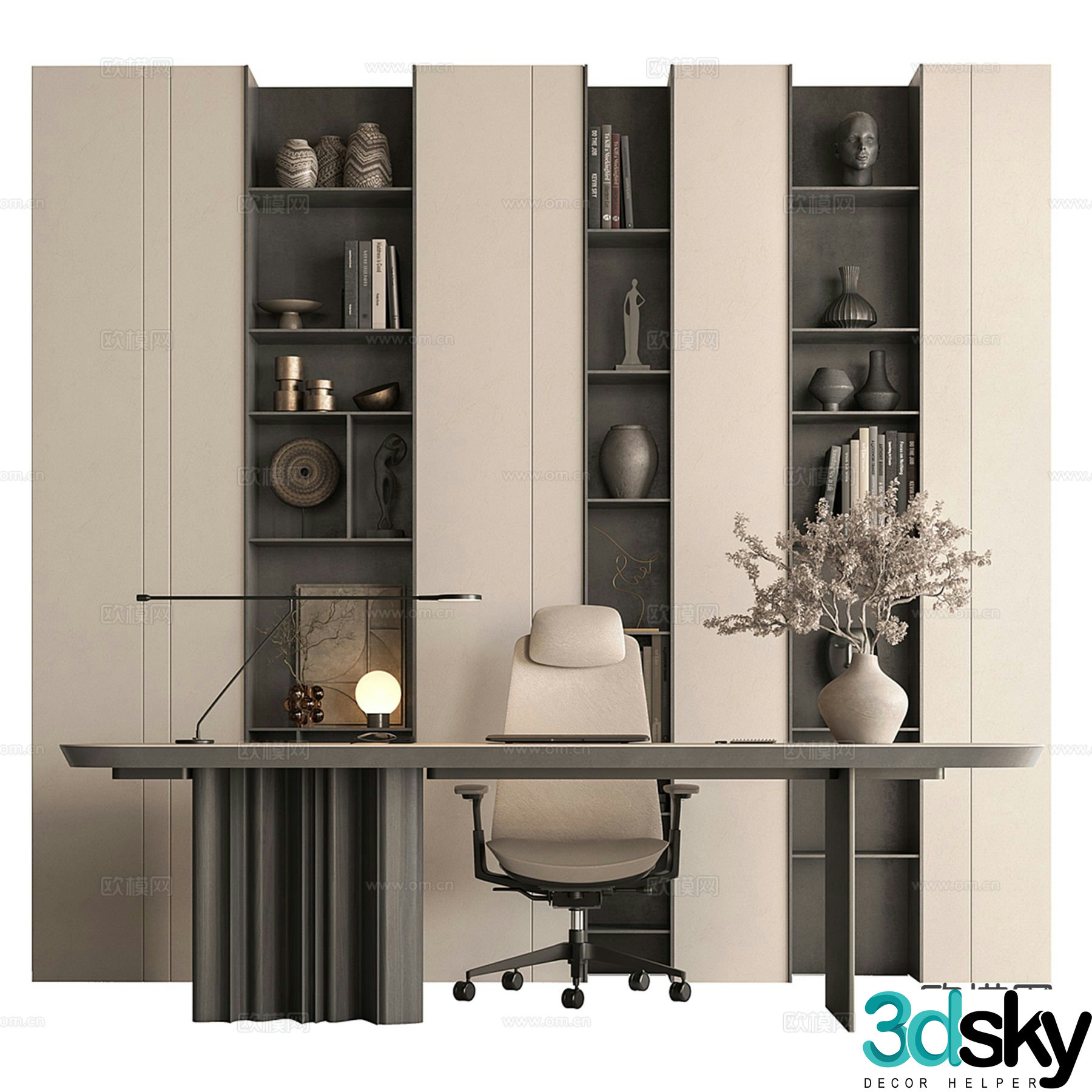 modern desk desk 3d model