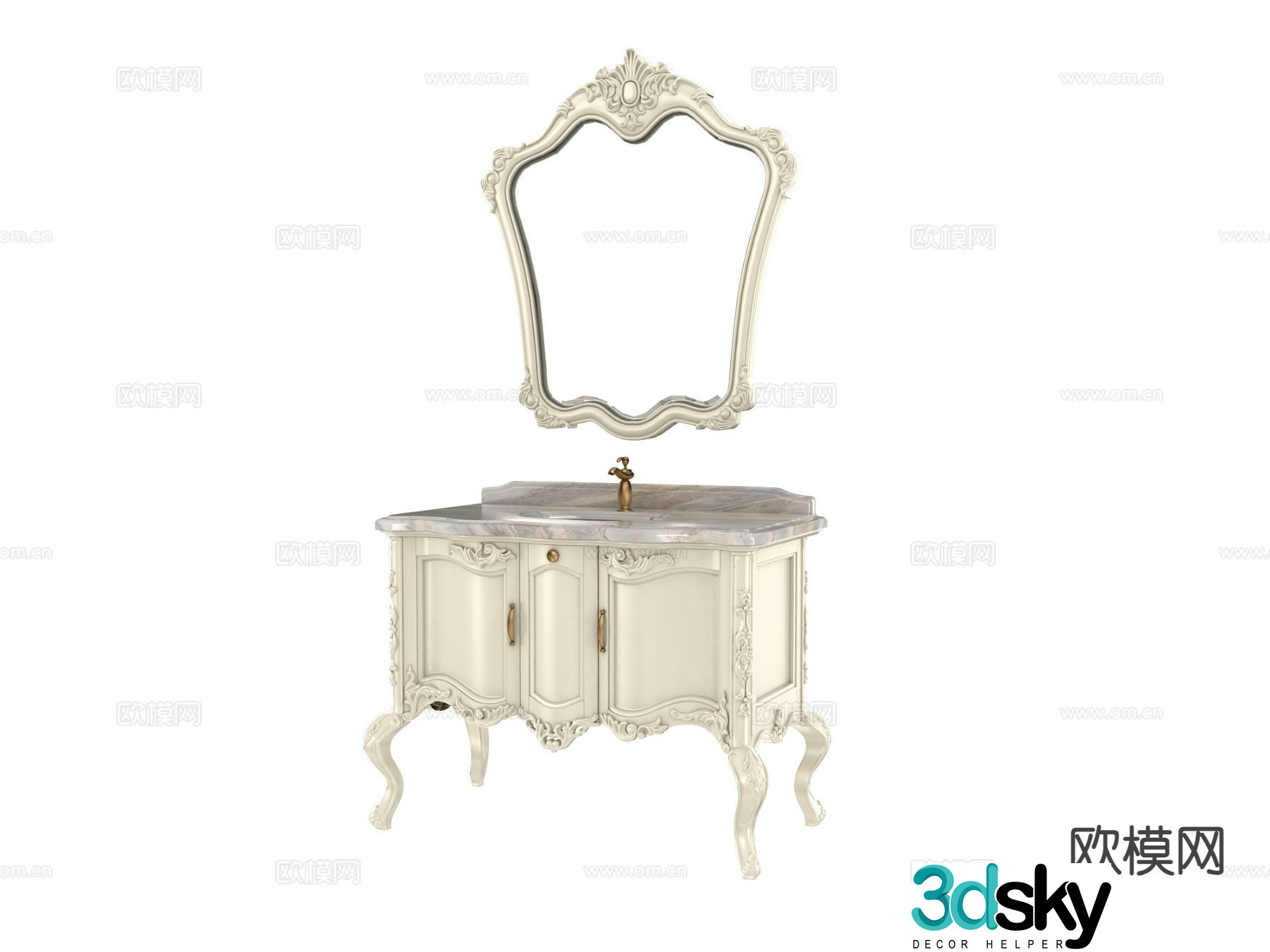 European bathroom cabinet sink 3d model