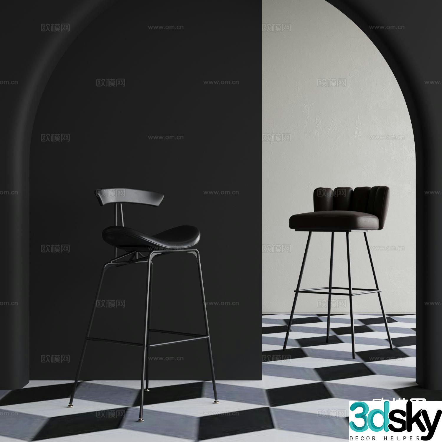 Modern bar stool bar stool 3d model
