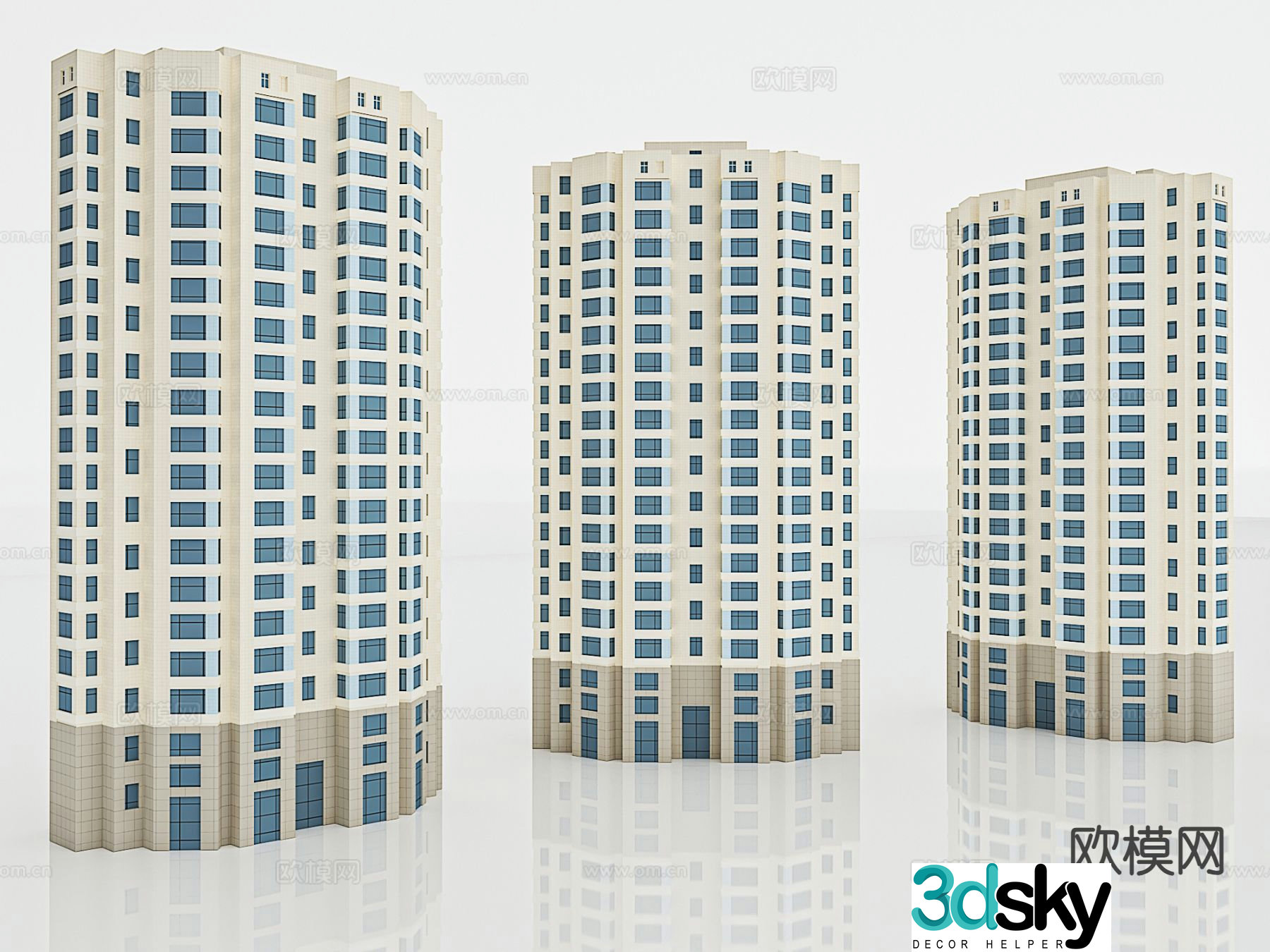 High-rise residential commercial housing small bungalow 3D model