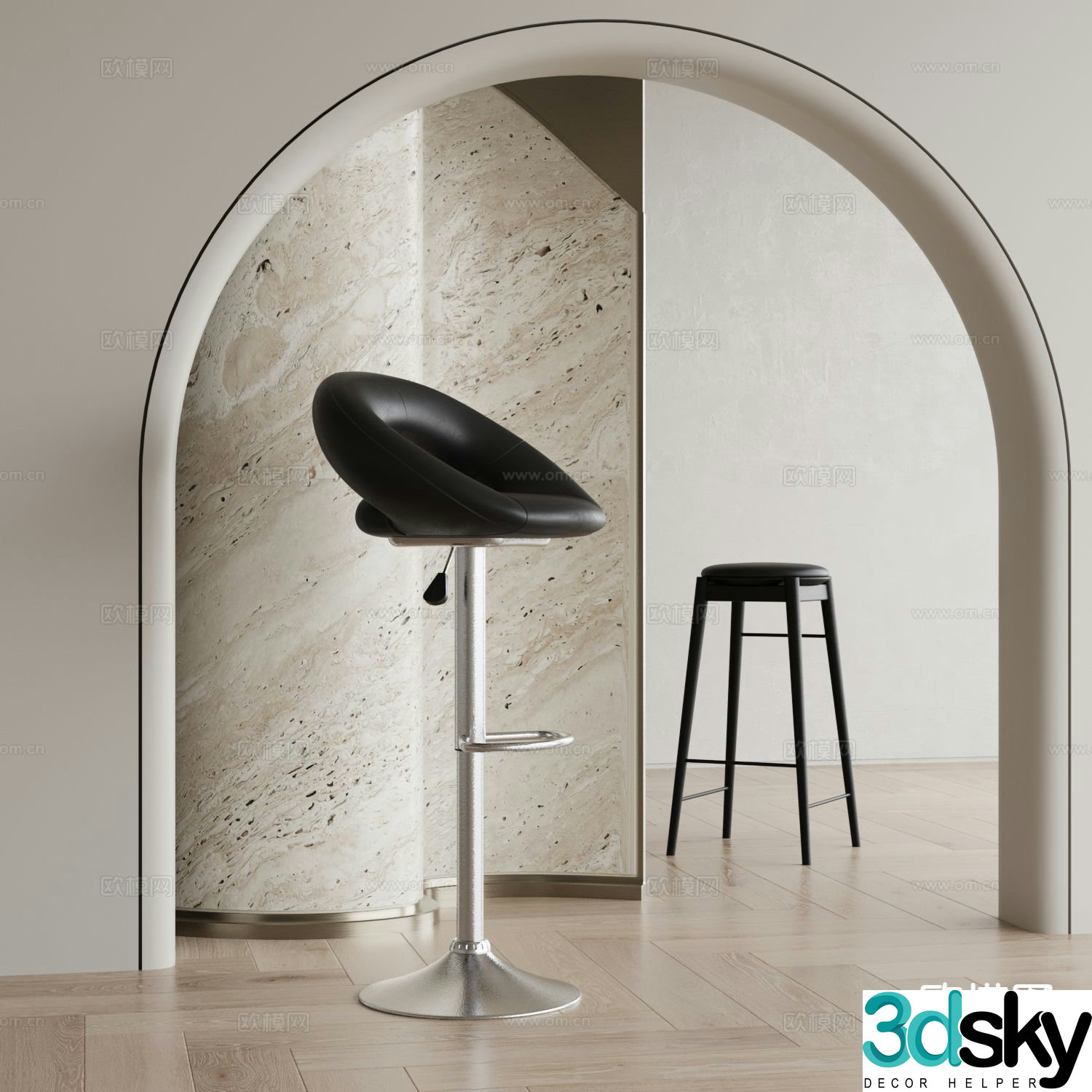 Modern bar stool bar stool high stool 3d model