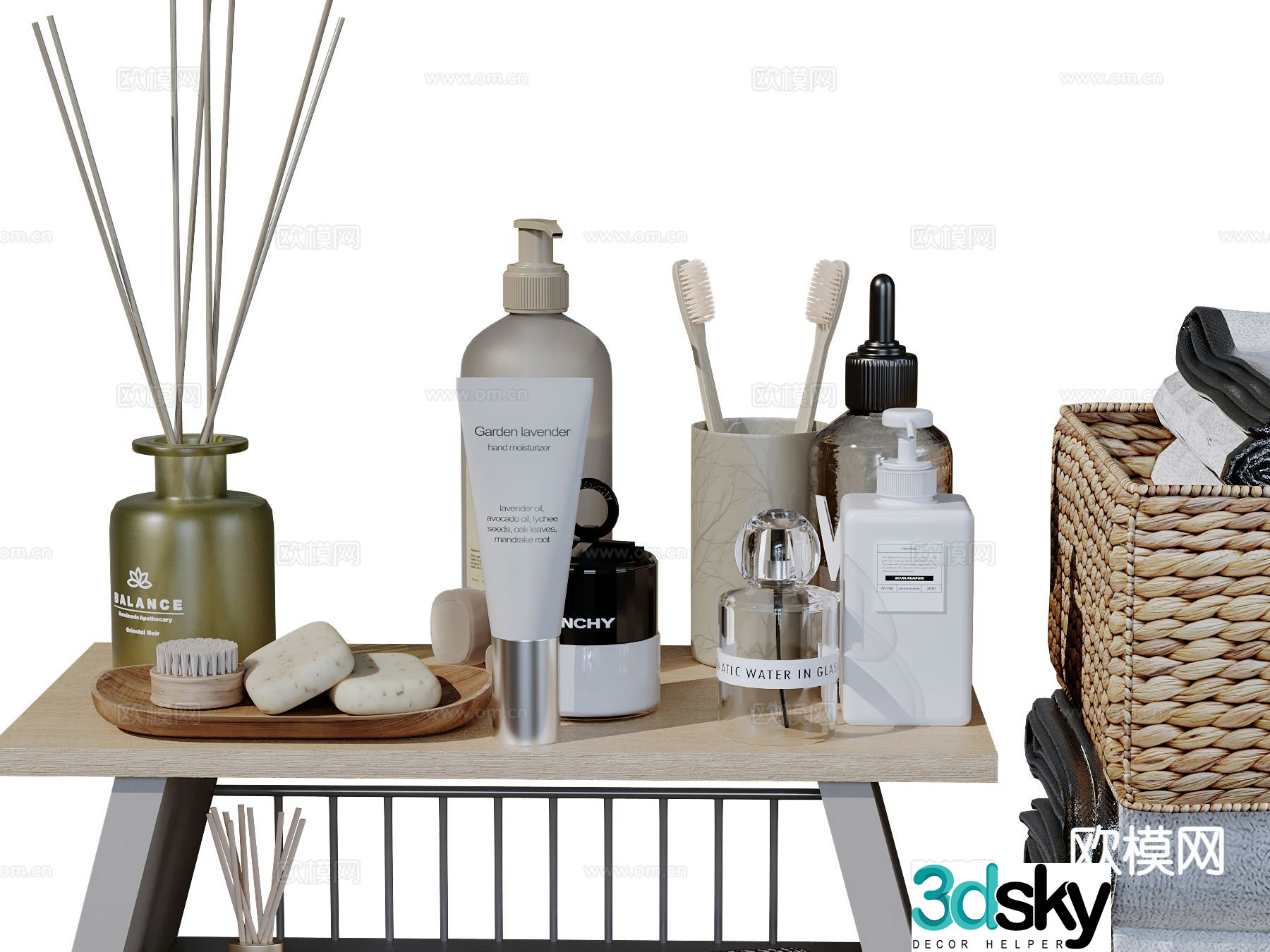 Modern bathroom decorations toiletries detergents 3D model