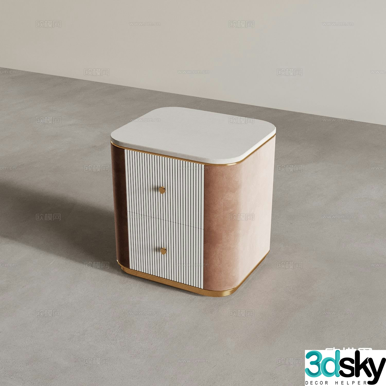 Light luxury bedside table corner cabinet 3D model