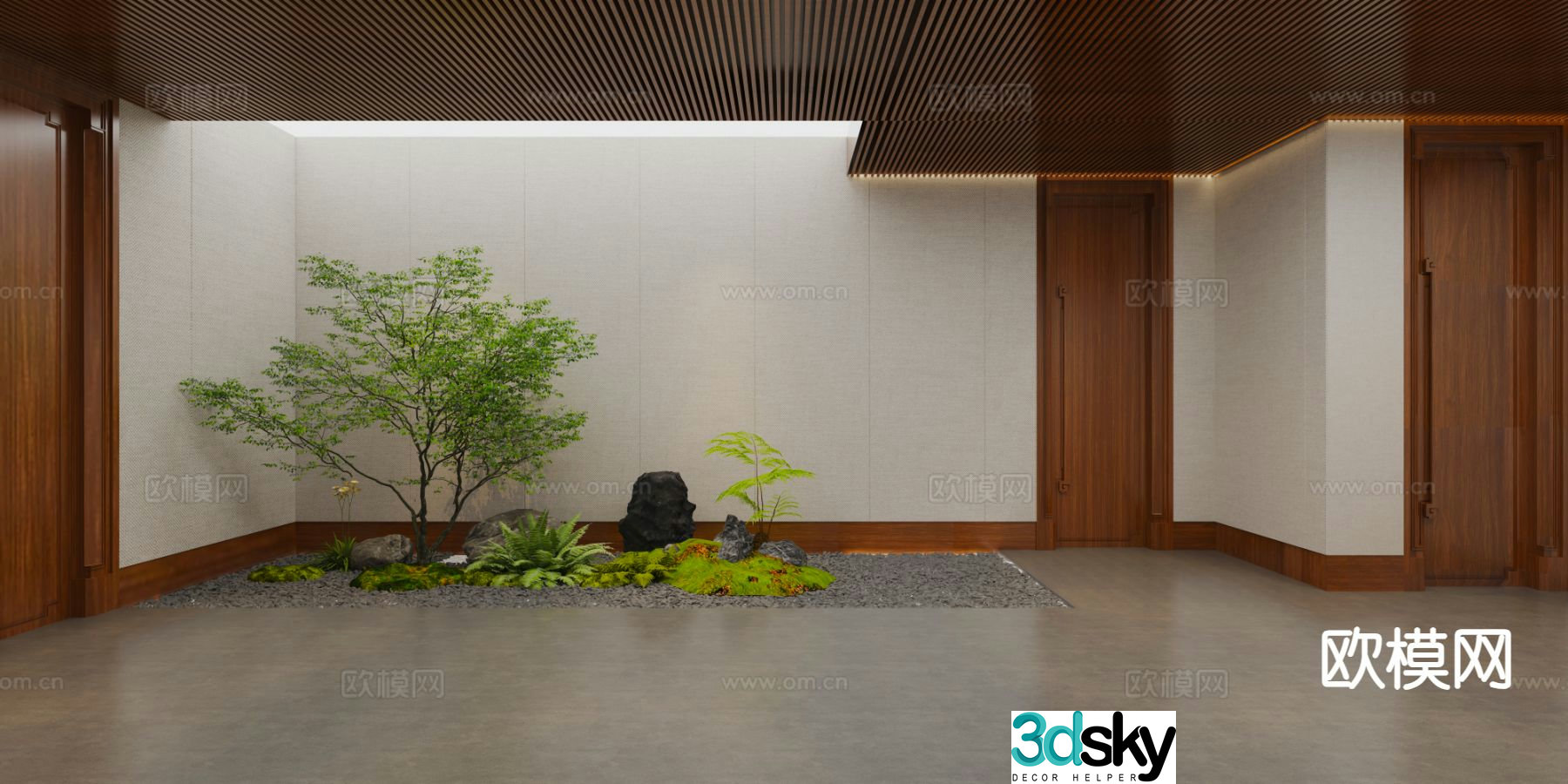 New Chinese style foyer landscaping patio green plant landscaping 3D model