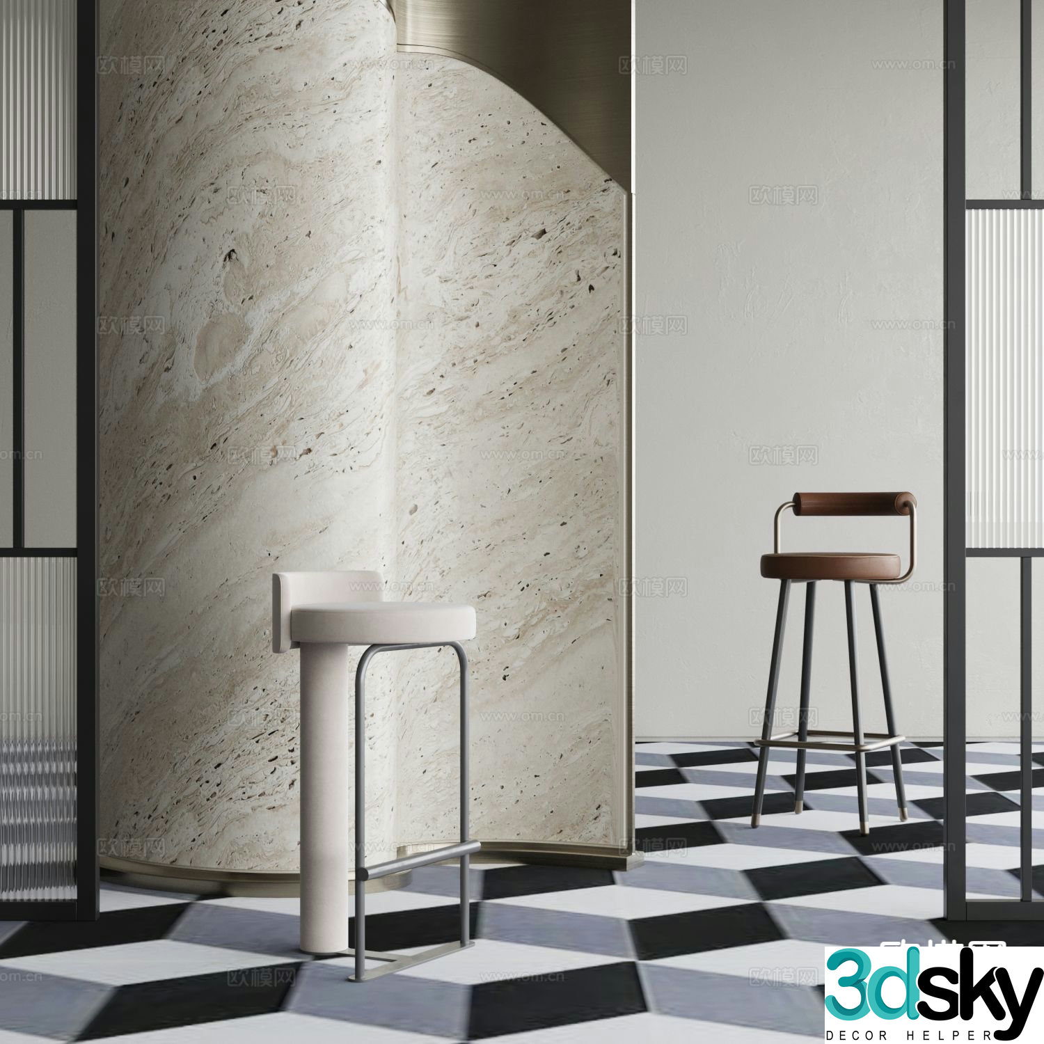 Modern bar stool bar stool high stool 3d model