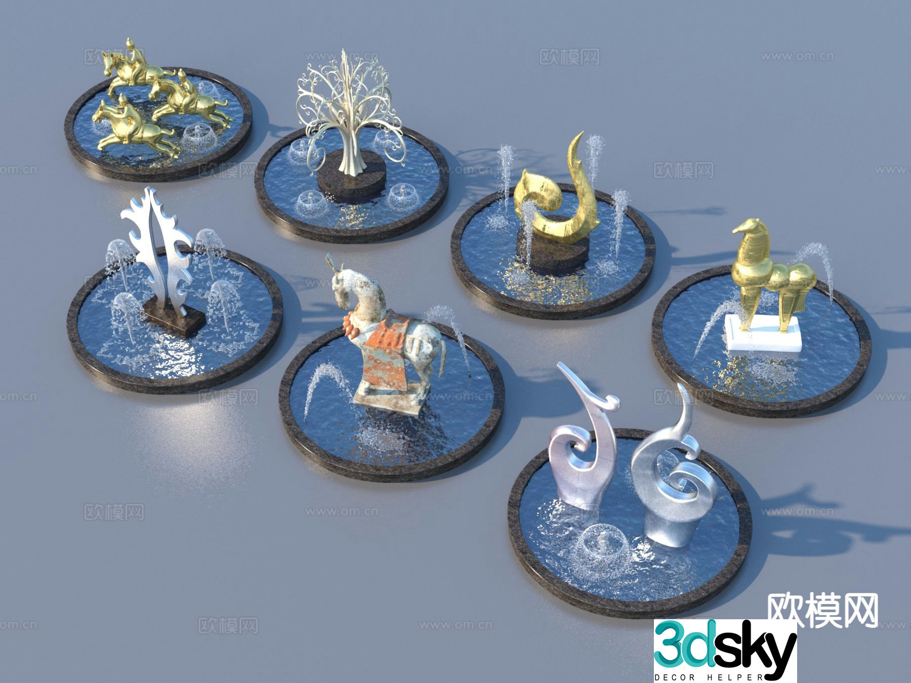 Urban sculpture waterscape landscape sketch 3d model