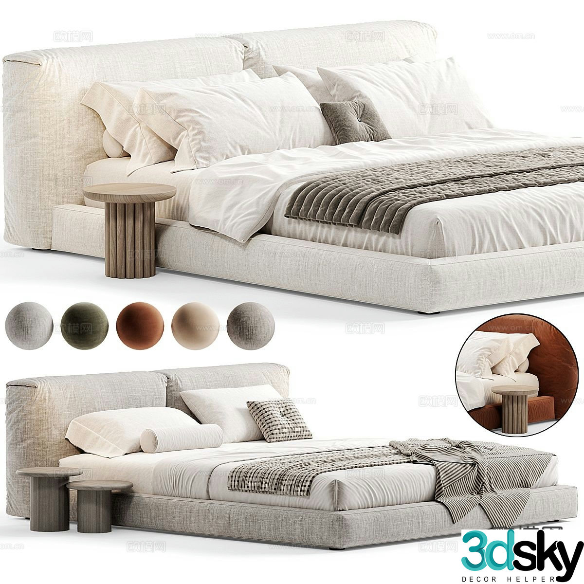 Modern double bed 3d model