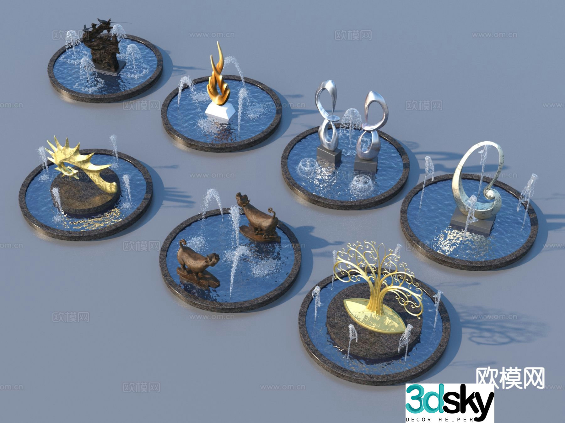 Urban sculpture waterscape landscape sketch 3d model