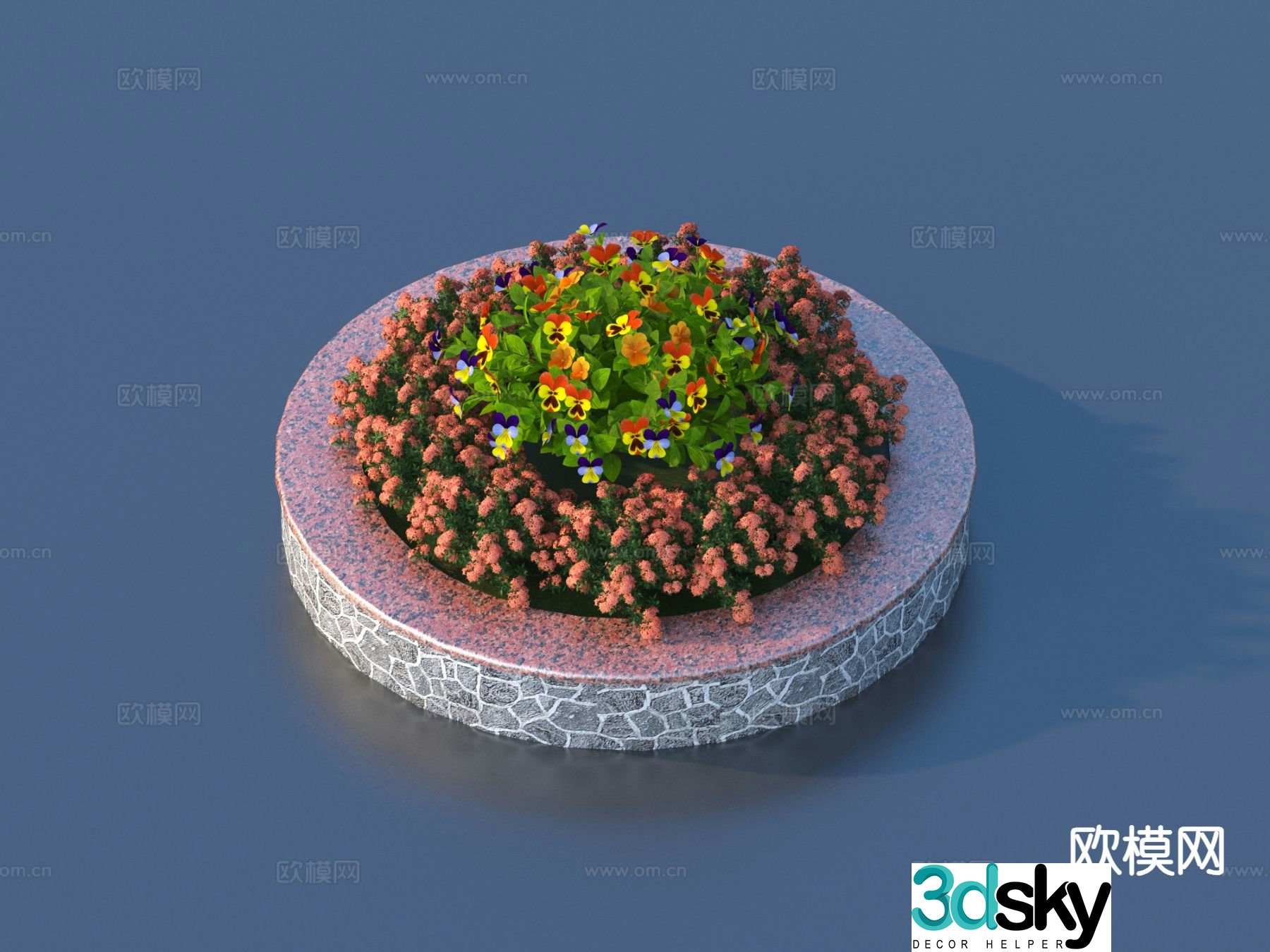 Flower pond flower bed seat landscape sketch 3d model