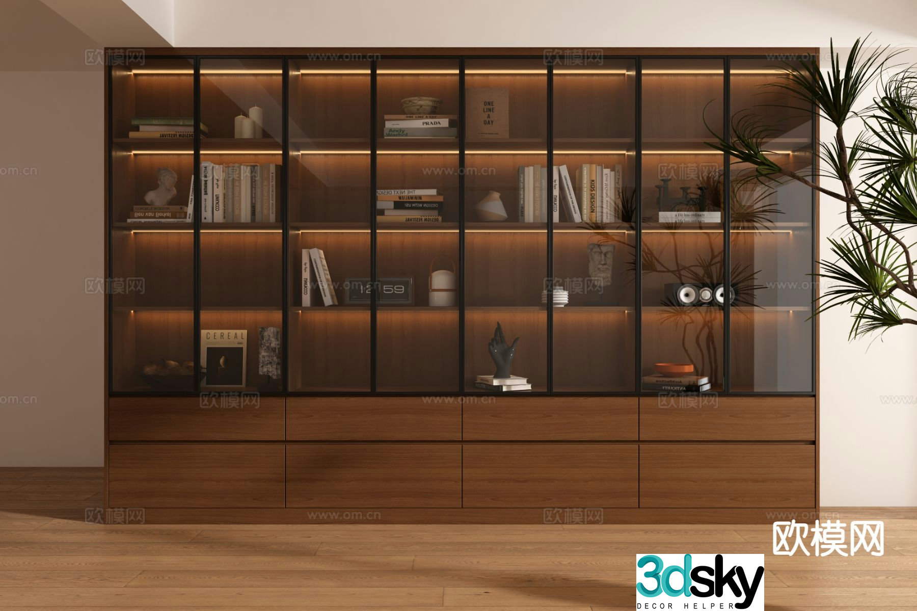 Medieval style cabinet bookcase glass cabinet 3d model